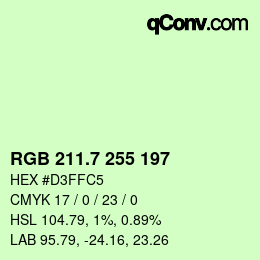 カラーコード: RGB 211.7 255 197 | qconv.com