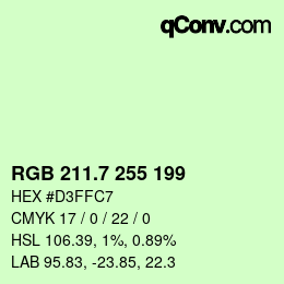 カラーコード: RGB 211.7 255 199 | qconv.com