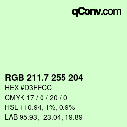 カラーコード: RGB 211.7 255 204 | qconv.com