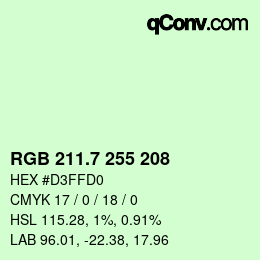 カラーコード: RGB 211.7 255 208 | qconv.com