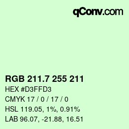 カラーコード: RGB 211.7 255 211 | qconv.com