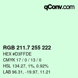 カラーコード: RGB 211.7 255 222 | qconv.com