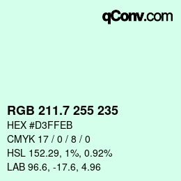カラーコード: RGB 211.7 255 235 | qconv.com