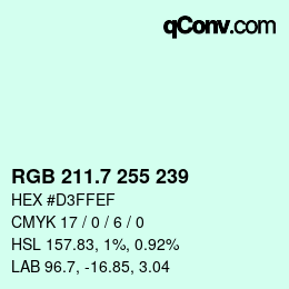 カラーコード: RGB 211.7 255 239 | qconv.com
