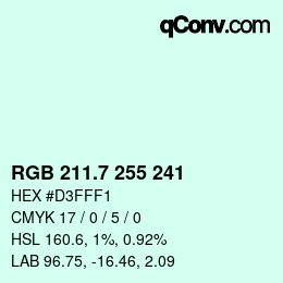 カラーコード: RGB 211.7 255 241 | qconv.com
