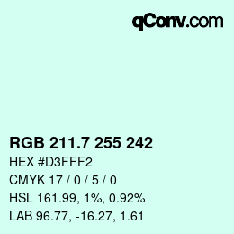 カラーコード: RGB 211.7 255 242 | qconv.com
