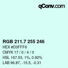 カラーコード: RGB 211.7 255 246 | qconv.com