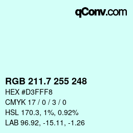 カラーコード: RGB 211.7 255 248 | qconv.com