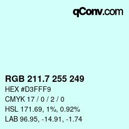 カラーコード: RGB 211.7 255 249 | qconv.com