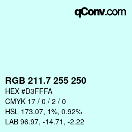 カラーコード: RGB 211.7 255 250 | qconv.com