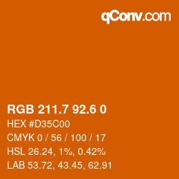 カラーコード: RGB 211.7 92.6 0 | qconv.com