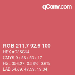 カラーコード: RGB 211.7 92.6 100 | qconv.com