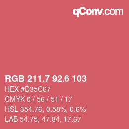 カラーコード: RGB 211.7 92.6 103 | qconv.com