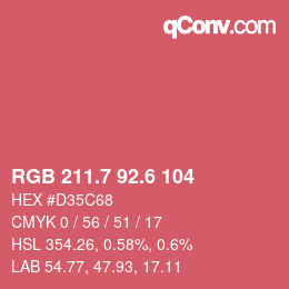 カラーコード: RGB 211.7 92.6 104 | qconv.com
