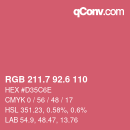 カラーコード: RGB 211.7 92.6 110 | qconv.com