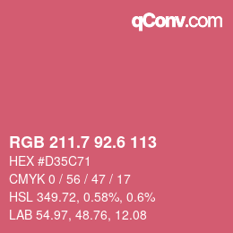 カラーコード: RGB 211.7 92.6 113 | qconv.com