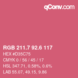 カラーコード: RGB 211.7 92.6 117 | qconv.com