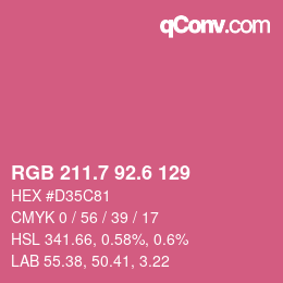 カラーコード: RGB 211.7 92.6 129 | qconv.com