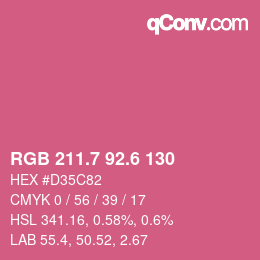 カラーコード: RGB 211.7 92.6 130 | qconv.com