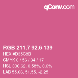 カラーコード: RGB 211.7 92.6 139 | qconv.com