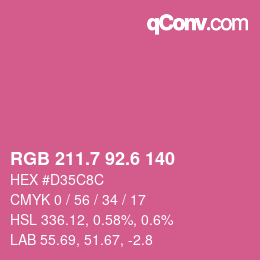 カラーコード: RGB 211.7 92.6 140 | qconv.com