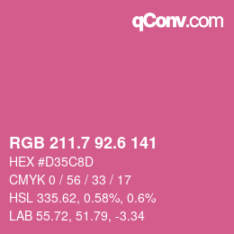 カラーコード: RGB 211.7 92.6 141 | qconv.com