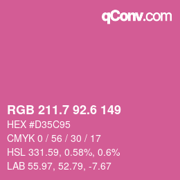 カラーコード: RGB 211.7 92.6 149 | qconv.com