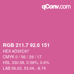 カラーコード: RGB 211.7 92.6 151 | qconv.com