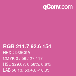 カラーコード: RGB 211.7 92.6 154 | qconv.com