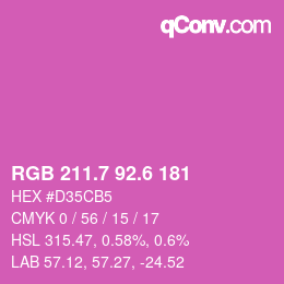 カラーコード: RGB 211.7 92.6 181 | qconv.com