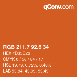カラーコード: RGB 211.7 92.6 34 | qconv.com
