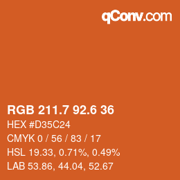カラーコード: RGB 211.7 92.6 36 | qconv.com