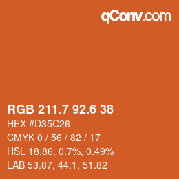 カラーコード: RGB 211.7 92.6 38 | qconv.com