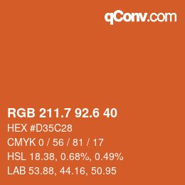 カラーコード: RGB 211.7 92.6 40 | qconv.com