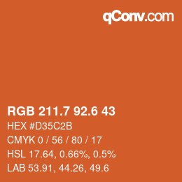 カラーコード: RGB 211.7 92.6 43 | qconv.com