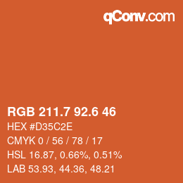 カラーコード: RGB 211.7 92.6 46 | qconv.com