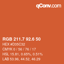カラーコード: RGB 211.7 92.6 50 | qconv.com