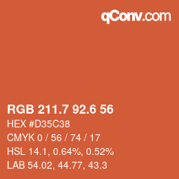 カラーコード: RGB 211.7 92.6 56 | qconv.com