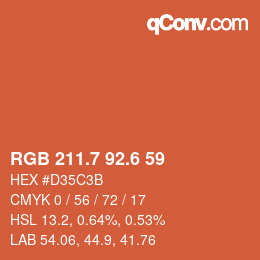 カラーコード: RGB 211.7 92.6 59 | qconv.com