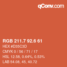カラーコード: RGB 211.7 92.6 61 | qconv.com