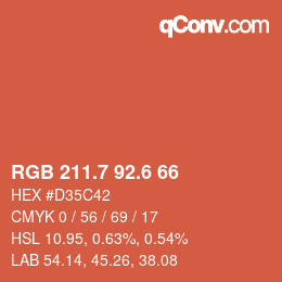 カラーコード: RGB 211.7 92.6 66 | qconv.com