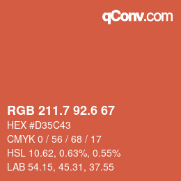 カラーコード: RGB 211.7 92.6 67 | qconv.com