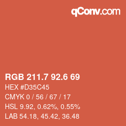 カラーコード: RGB 211.7 92.6 69 | qconv.com