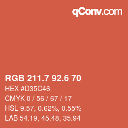 カラーコード: RGB 211.7 92.6 70 | qconv.com