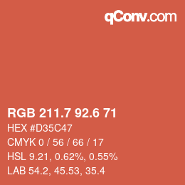 カラーコード: RGB 211.7 92.6 71 | qconv.com