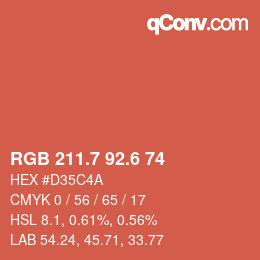カラーコード: RGB 211.7 92.6 74 | qconv.com