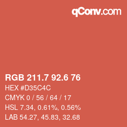 カラーコード: RGB 211.7 92.6 76 | qconv.com