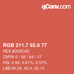 カラーコード: RGB 211.7 92.6 77 | qconv.com
