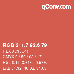 カラーコード: RGB 211.7 92.6 79 | qconv.com