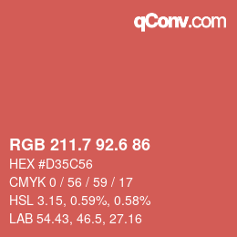 カラーコード: RGB 211.7 92.6 86 | qconv.com